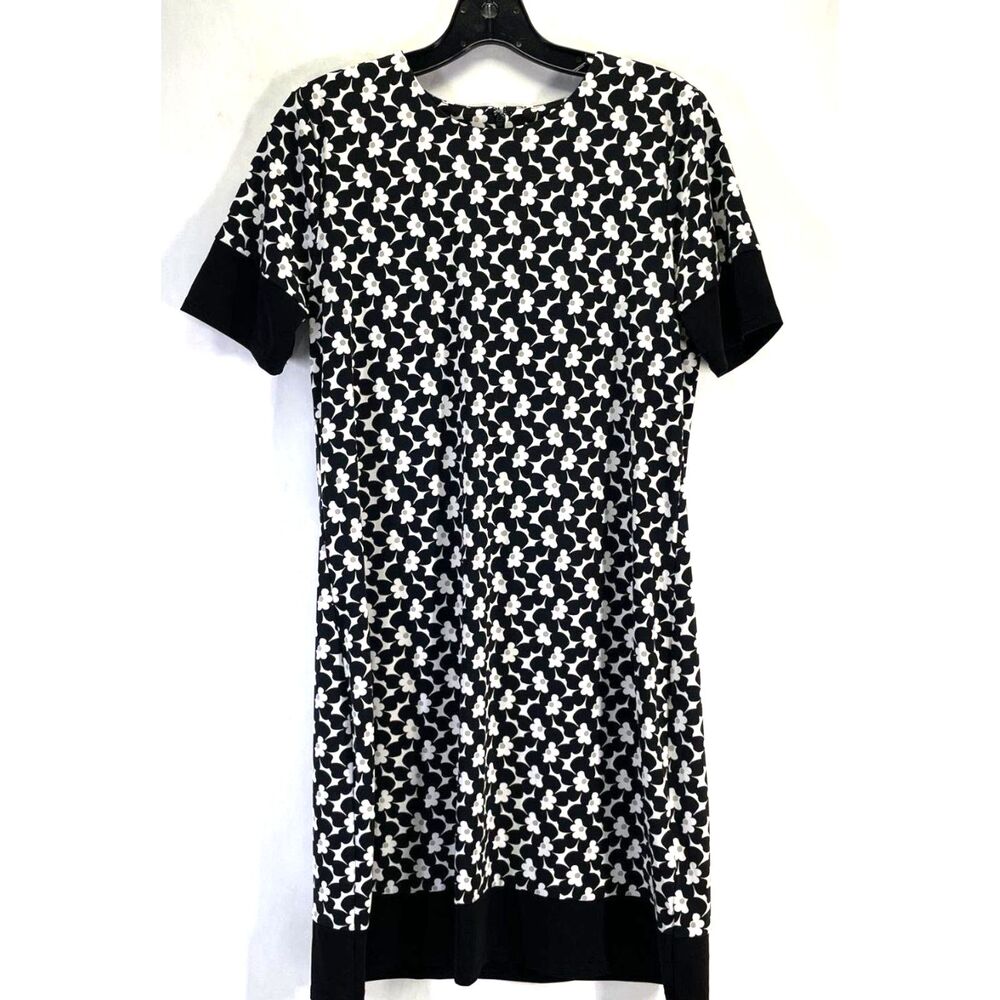 Women's Michael Kors Black & White Floral Short Sleeve Shift Dress Size P/M